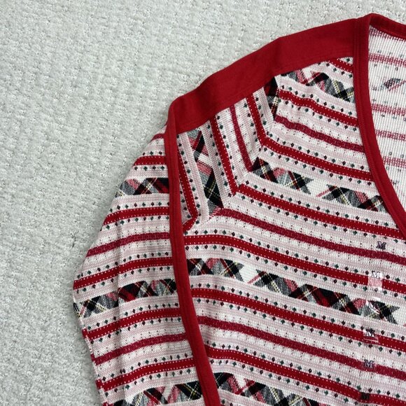 NWT Victoria's Secret Women Sleepwear Plaid Red V Neck Long Sleeve Pajama Top M - Picture 3 of 11